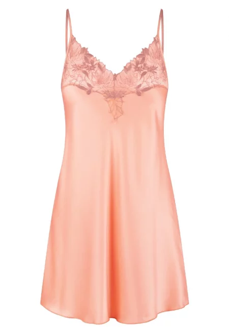 Сатинирана нощница с дантела - Оранжев