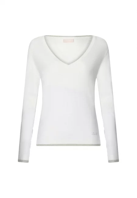 Шпиц пуловер - Бял