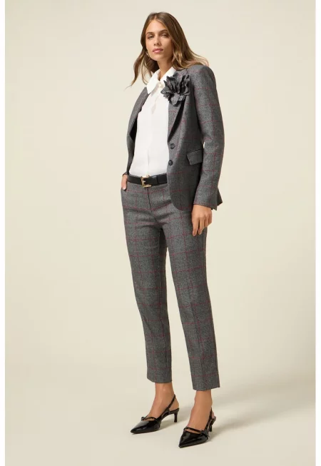 Скъсен кариран панталон - Tъмносив