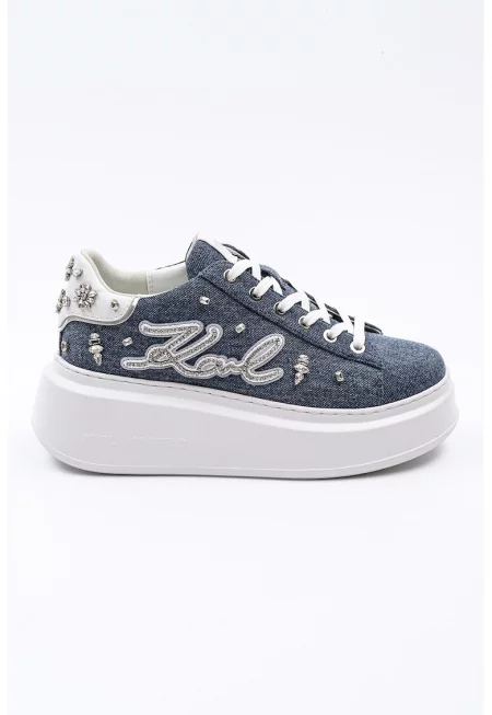 Скосени спортни обувки от деним - Прашно синьо/Сребрист