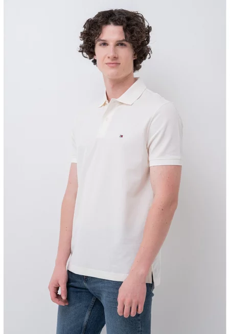 Стандартна тениска с яка - Крем