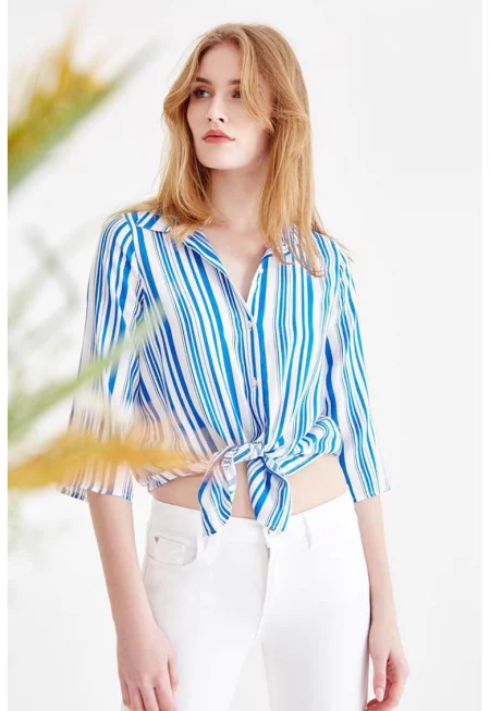 Свободна риза с десен и 3/4 ръкави