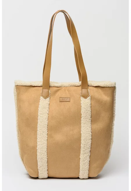Текстилна шопинг чанта с лого - Слонова кост/Камел