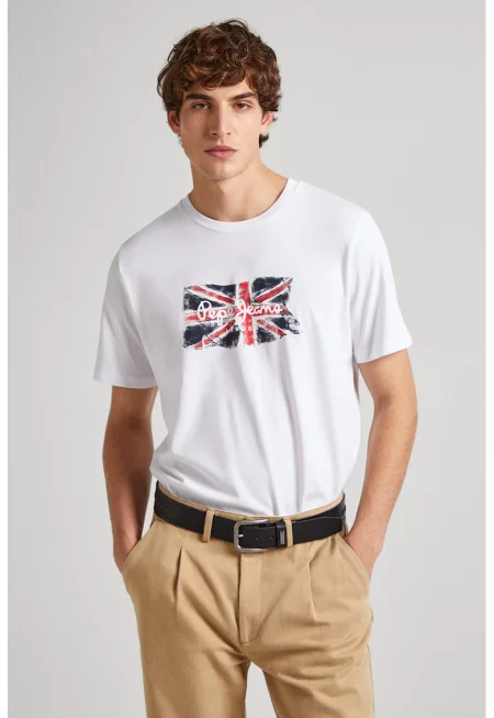 Тениска Clag с овално деколте и лого - Червен/Бял