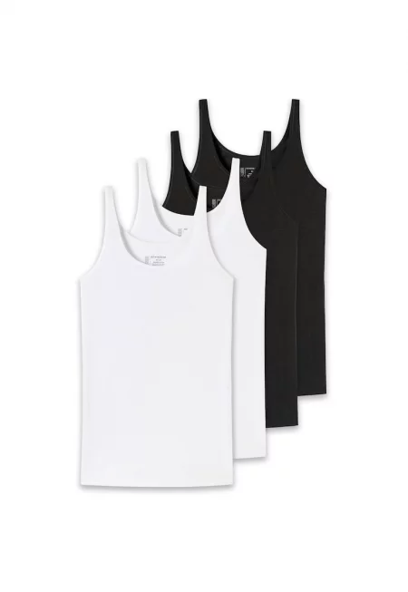 Топ с овално деколте - 4 броя - Бял/Черен