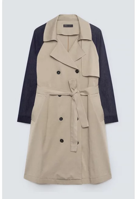 Тренч с лиосел с контрастни ръкави