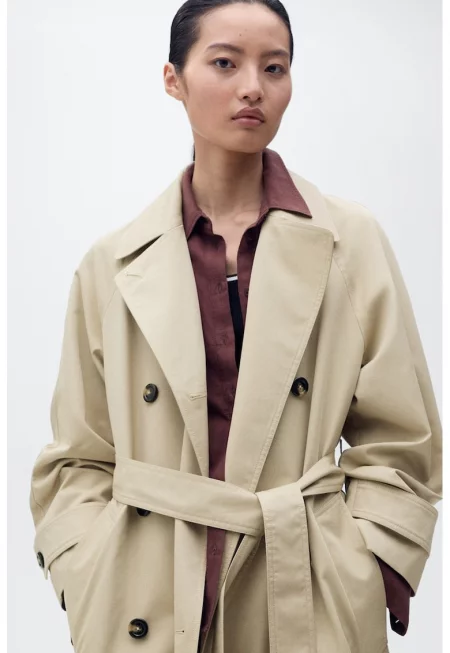 Тренч с памук с ръкави реглан