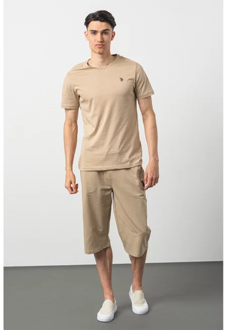 U.S. Polo Assn - Памучна тениска с овално деколте