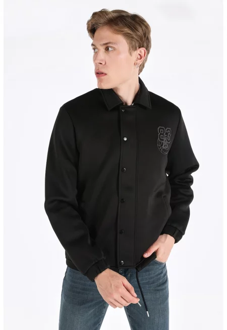 Яке тип риза с джобове встрани - Черен