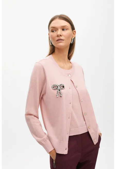 Жилетка с мерино - Бледо розово