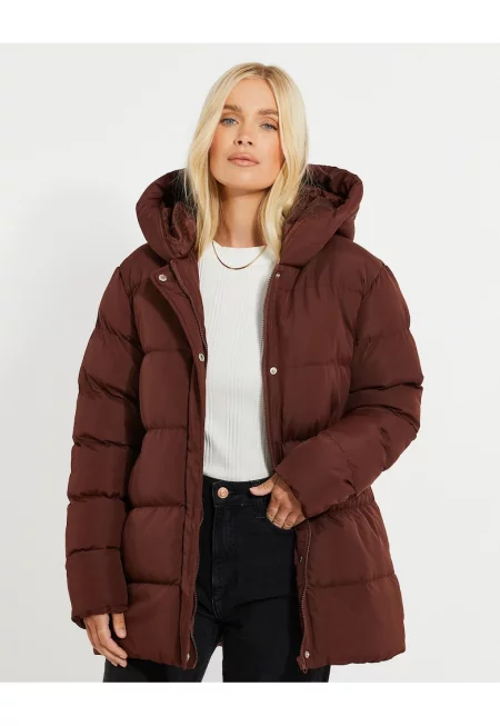 Зимно яке Hayley 7449 с качулка - Канелено кафяво