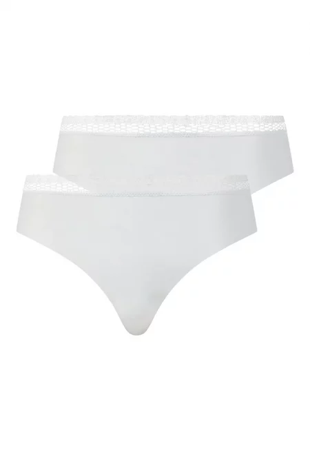Бикини тип бразилиана Cozy Chic с дантела - 2 чифта - Бял