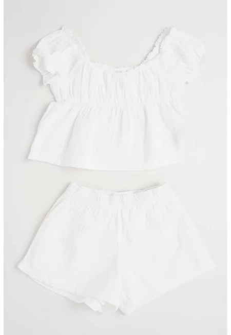 Блуза и шорти - Бял