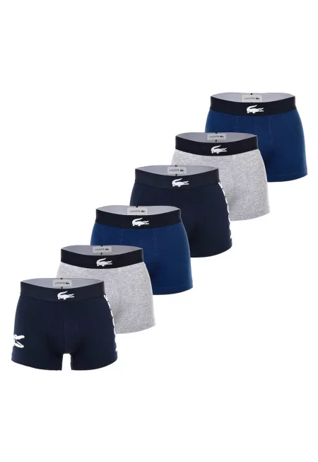 Боксерки с лого - 6 чифта - Сив/Тъмносин