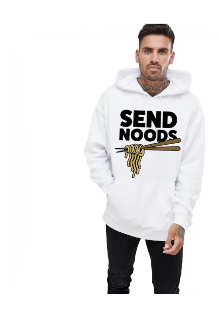 Бяла мъжка качулка - Send Noods
