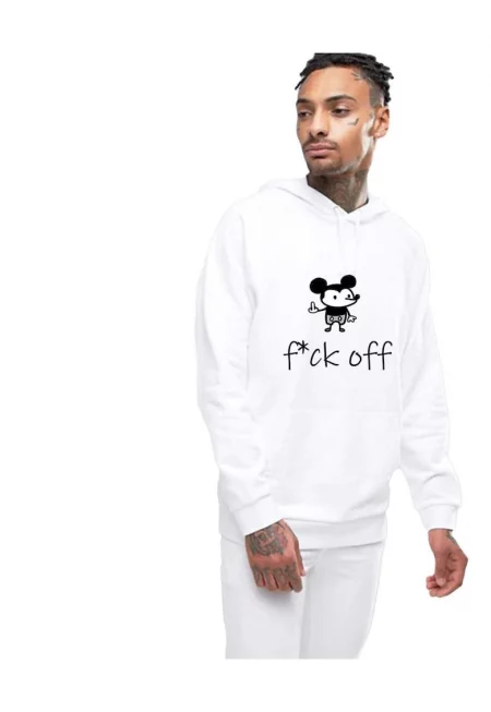 Бяло мъжко суичър с качулка - е*ай Мики Маус