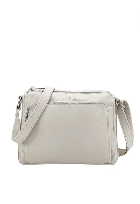 Чанта от естествена кожа Camelia 124 17696 сива