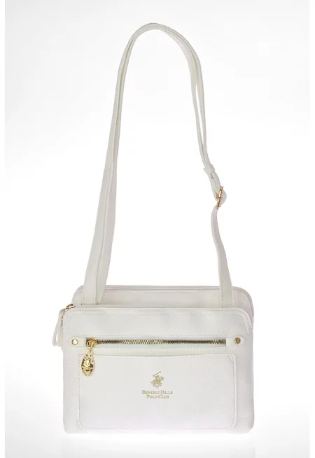 Чанта през рамо от еко кожа с две разделения - Бял