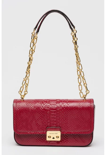 Чанта за рамо Tribeca от релефна кожа - Тъмночервен