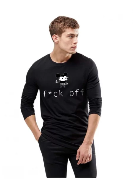 Черна мъжка блуза - f*ck off Mickey Mouse