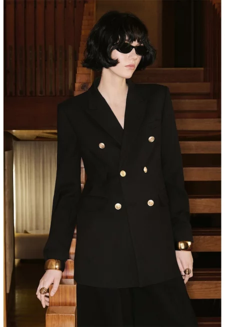 Дълго двуредно сако - Черен