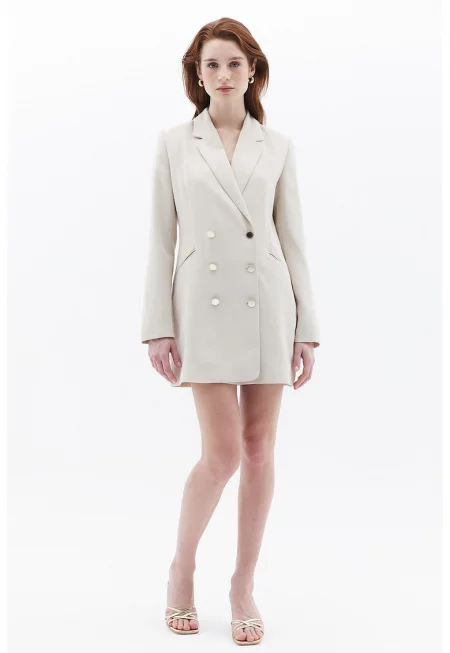 Дълго сако с двуредно закопчаване - Светло кафяво