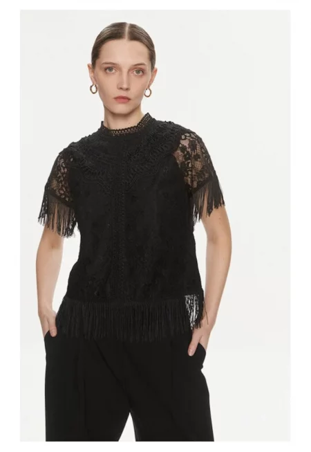 Дамска блуза яс - Черна - Полиамид - Черен