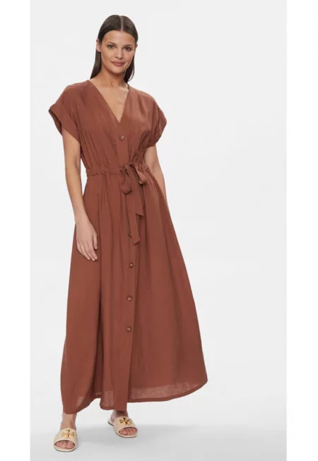 Дамска рокля -  303688264 - Тенсел/Лен - S INTL - Бежов