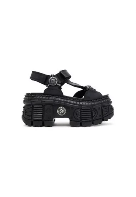 Дамски сандали - M-BIOS130-C7 -  Естествена кожа - Черен