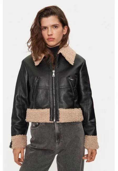 Дамско яке -  304295157 - Екокожа - Черно - Черен