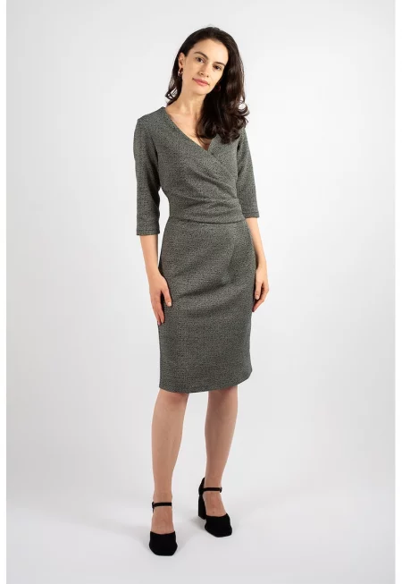 Драпирана рокля Alix - Сив меланж