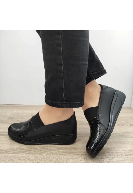 Ежедневни дамски обувки  155-1 Черни + Кроко - Черен