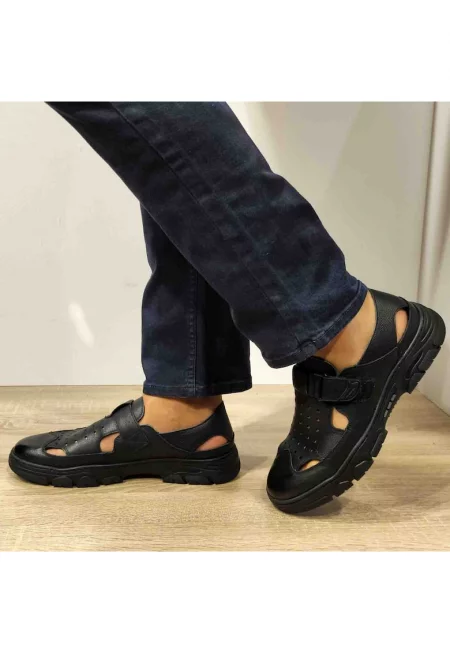 Ежедневни мъжки обувки с перфорация  Wm816 черни - черни - Черен