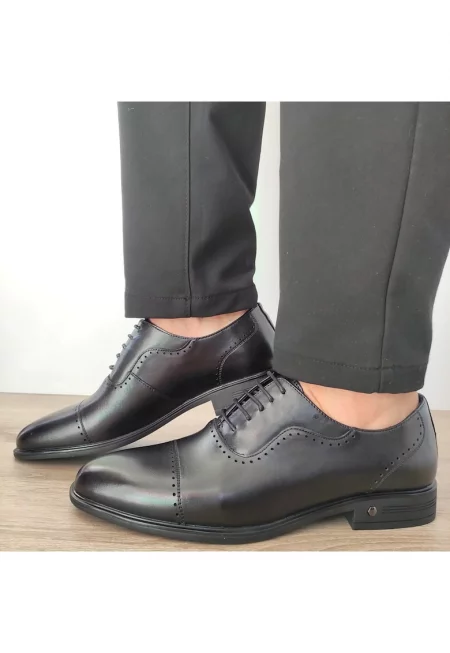 F066-023 Елегантни Мъжки Обувки Черно - Черно - Черен