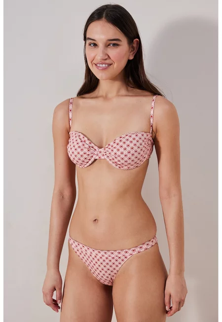 Горен бански с банели - Пастелнорозов/Тъмночервен