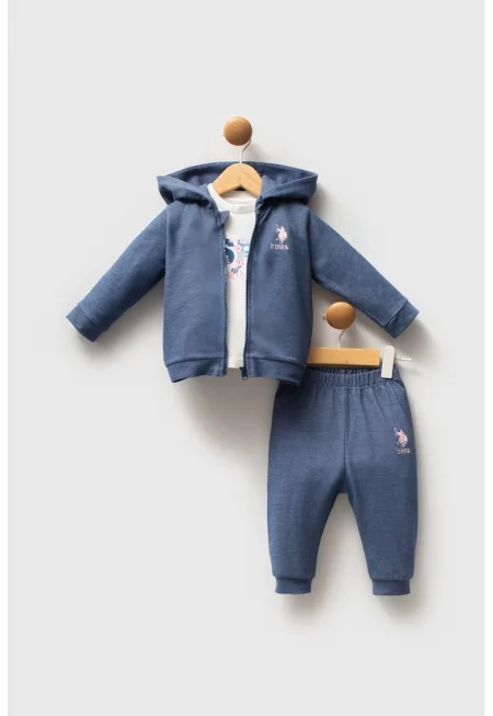 Худи - спортен панталон и блуза - Бял/Тъмносин