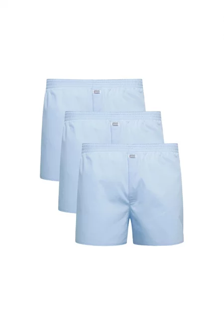 Jockey - Памучни боксерки с лого - 3 чифта - Син