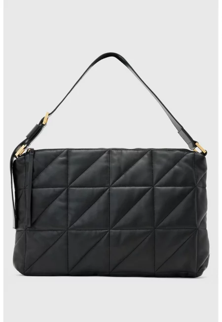 Капитонирана кожена чанта през рамо