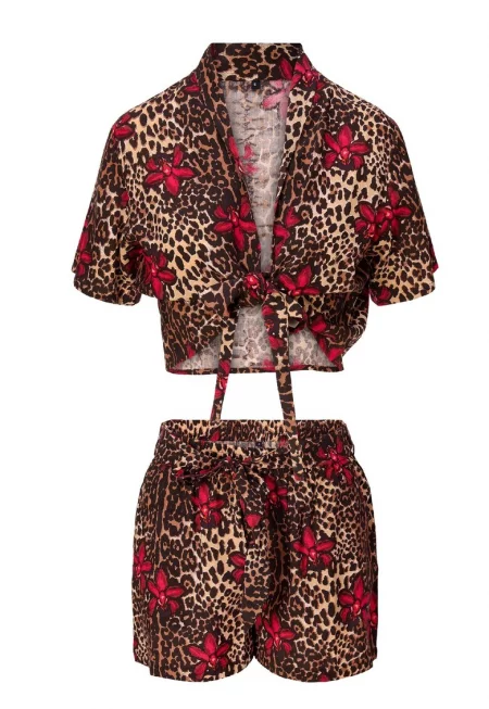 Къс бански комплект с животинска шарка