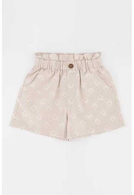 Къс панталон с лен с висока талия