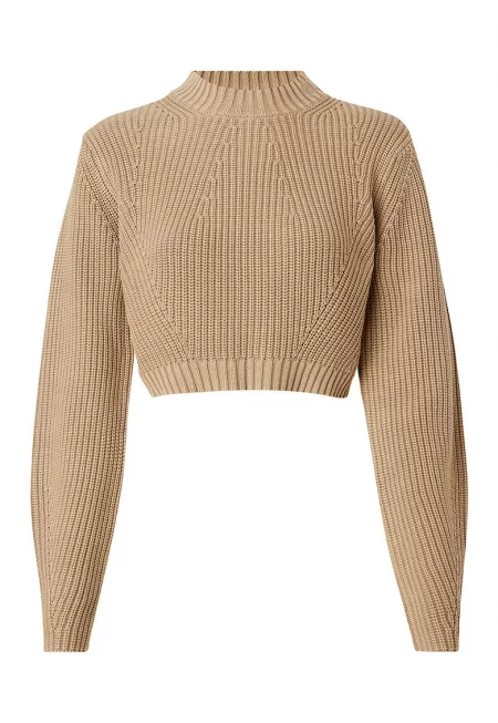 Къс пуловер с овално деколте