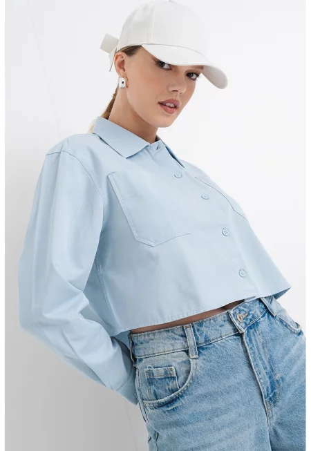 Къса риза Edia - Светлосин