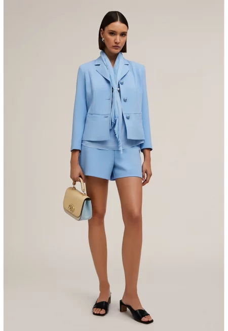 Късо сако с изчистен десен - Ледено синьо