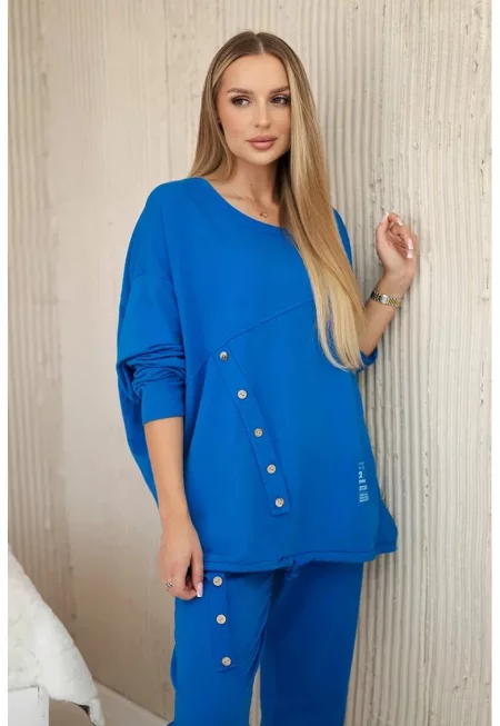 Комплект от памучна уголемена блуза и панталони - Един размер