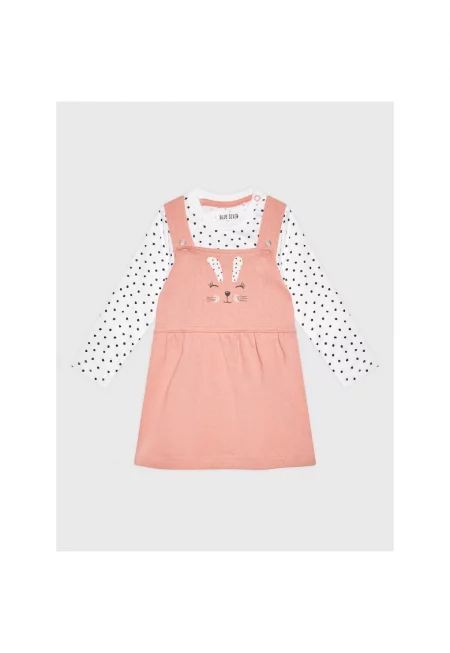 Комплект сарафан и боди за момиче -  301110279 - Памук - Розово