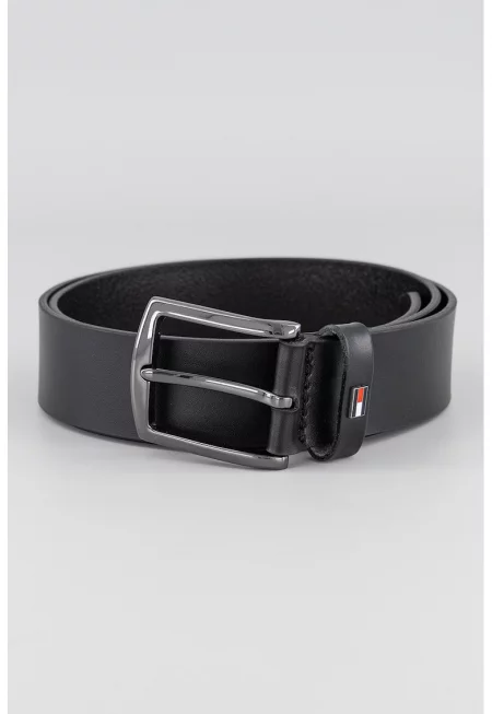 Кожен колан с метална тока - Черен