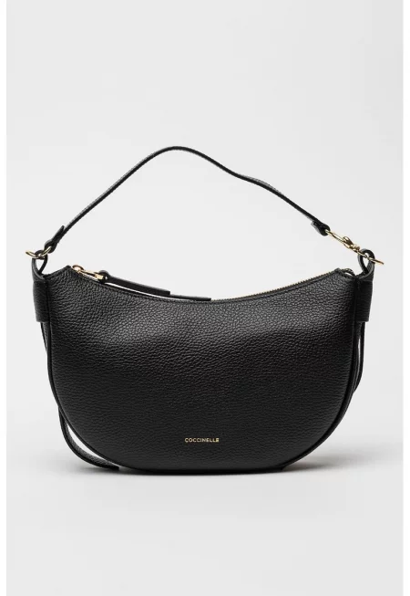 Кожена чанта през рамо C-Easy с релеф - Черен