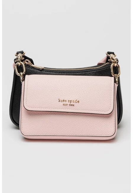 Кожена чанта с дизайн на пластове - Черен