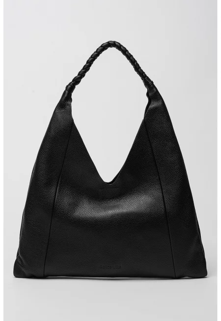 Кожена чанта за рамо Mia - Черен