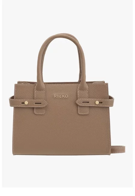 Кожена чанта за рамо с допълнителна презрамка - Камел